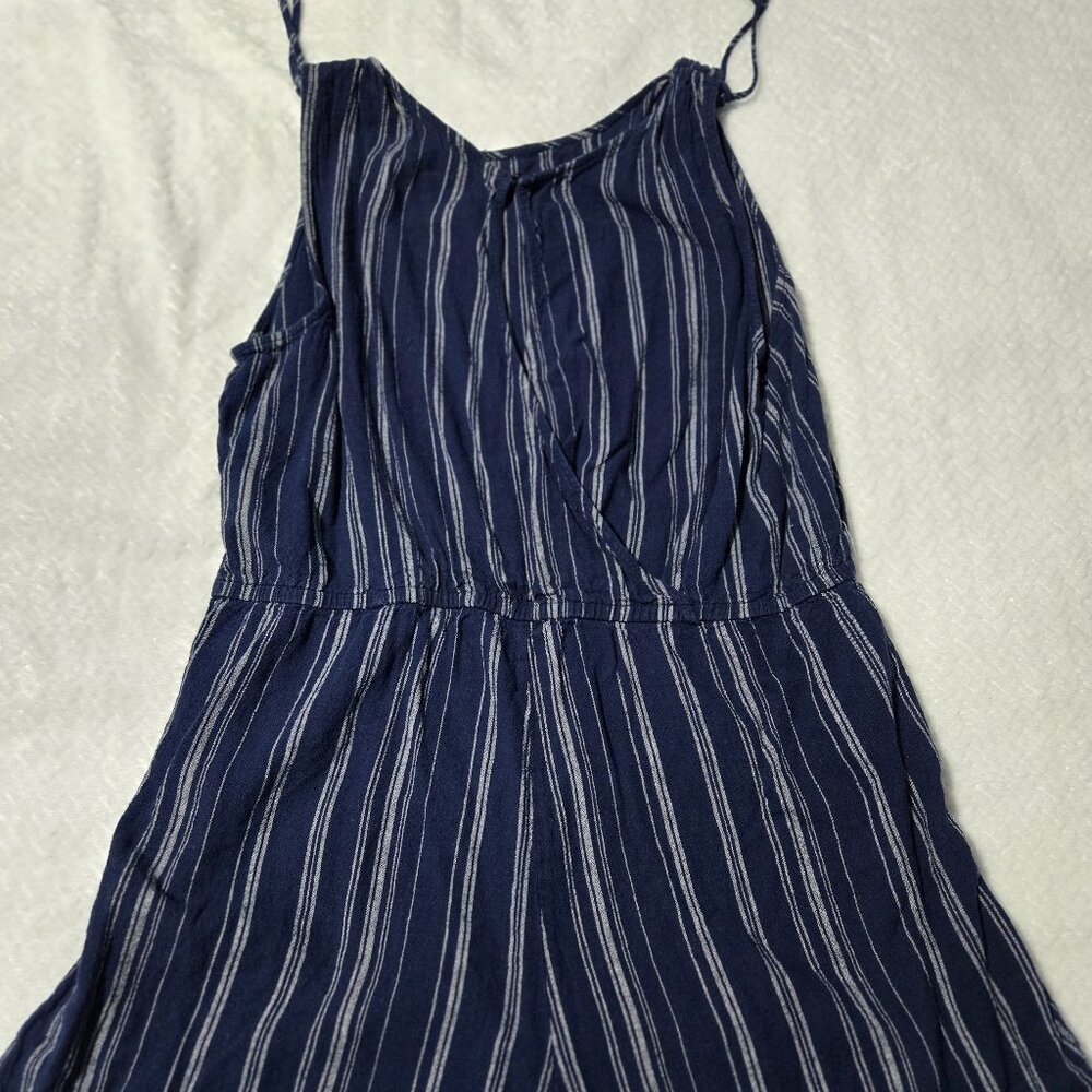 Navy and White Striped Romper